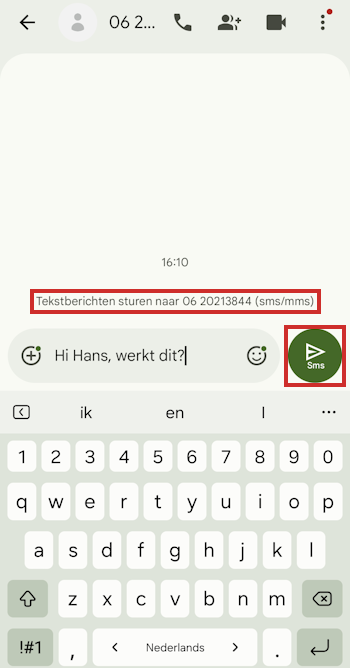 Voorbeeld RCS-chat in Google Berichten Voorbeeld RCS-chat in Google Berichten